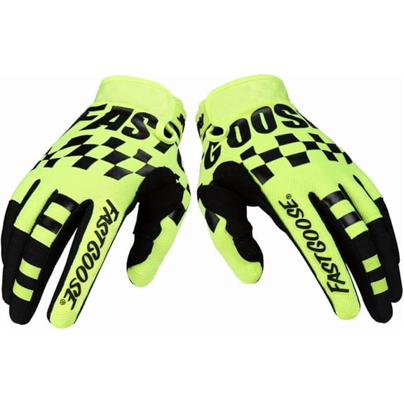 Square Grid MTB Cool Motorcycle Bicycle Full Finger Off-Road Racing Gloves Outdoor Sports for Men Women & Mountaineering