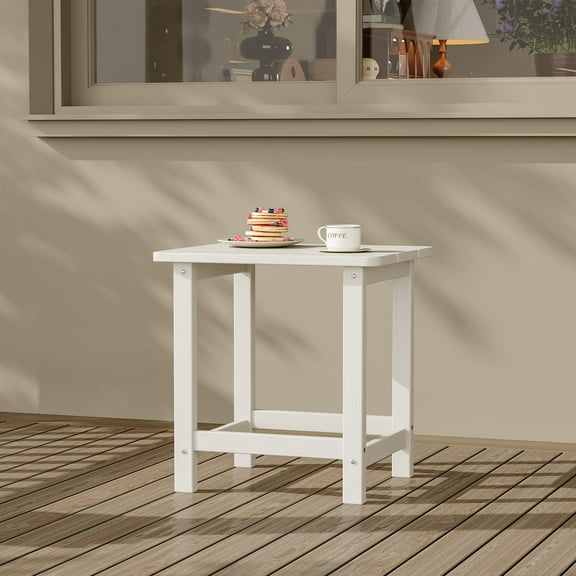 Square HDPE Outdoor Side Table - Durable Adirondack Patio End Table for Beach, Porch - Weather Resistant & Easy to Assemble