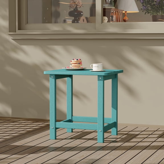 Square HDPE Outdoor Side Table - Durable Adirondack Patio End Table for Beach, Porch - Weather Resistant & Easy to Assemble