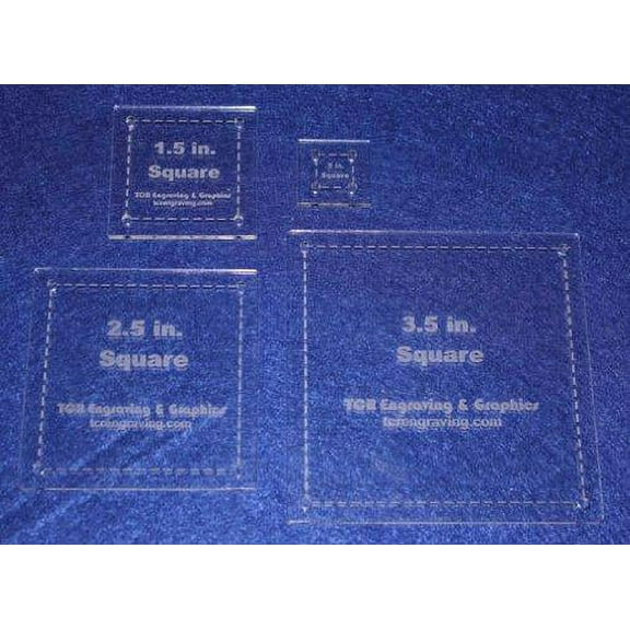 Square Half Size Templates. .5", 1.5", 2.5", 3.5" - Clear 1/8"