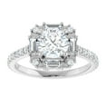 thumbnail image 1 of Square Halo Diamond Engagement Ring, Pave Set Solitaire With Accents Diamond Wedding Anniversary Ring, Cluster Diamond Ring, 925 Sterling Silver, 2.3 Ct Simulated Diamond, Gift Ring, 1 of 5