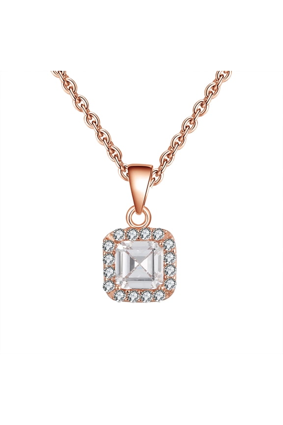 Square Halo Pendant Necklace for Women Sterling Silver Cz Ginger Lyne Collection