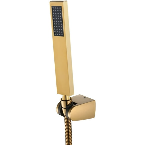 Square Handheld Shower Brushed Gold, Wall Mount Bathroom Handheld Showerheads High Pressure Hand Held Shower Head Combo with Hose