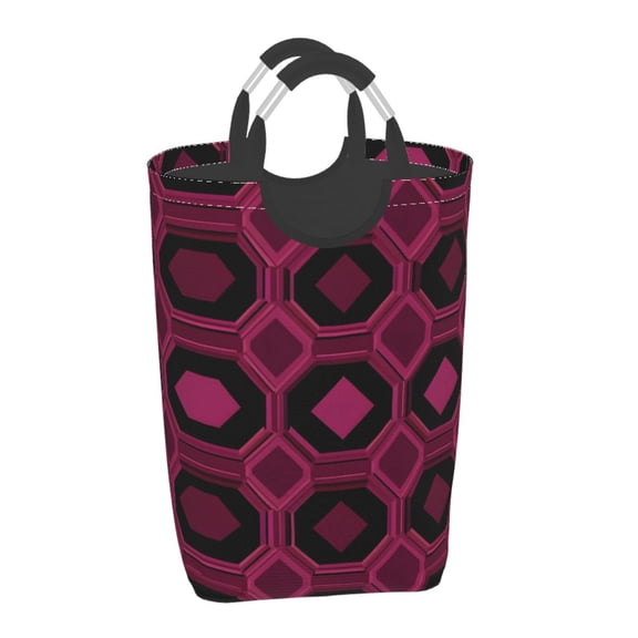 Square Handle Dirty Laundry Storage Bag Finishing Box 12.61122.7in Large Capacity Light And Folding For Family Dormitory Utility Room Office Darkmagenta Geometric Patterns_2