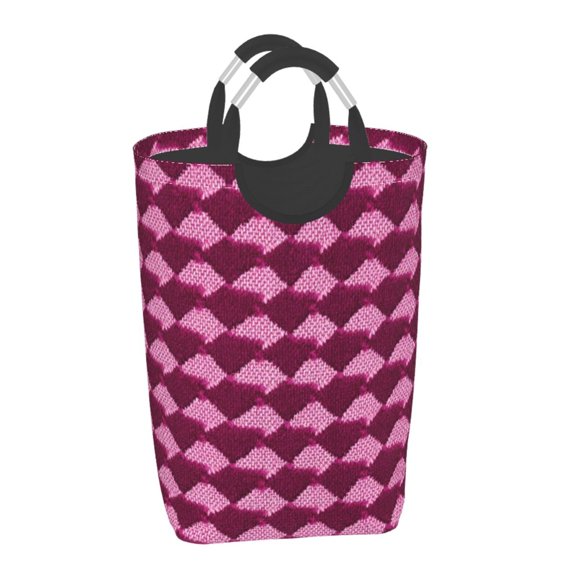 Square Handle Dirty Laundry Storage Bag Finishing Box 12.61122.7in Large Capacity Light And Folding For Family Dormitory Utility Room Office Magenta Houndstooth_4