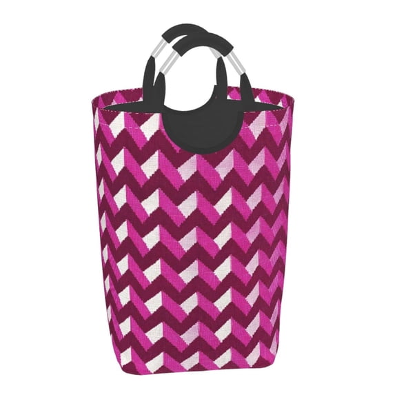 Square Handle Dirty Laundry Storage Bag Finishing Box 12.61122.7in Large Capacity Light And Folding For Family Dormitory Utility Room Office Magenta Houndstooth_2