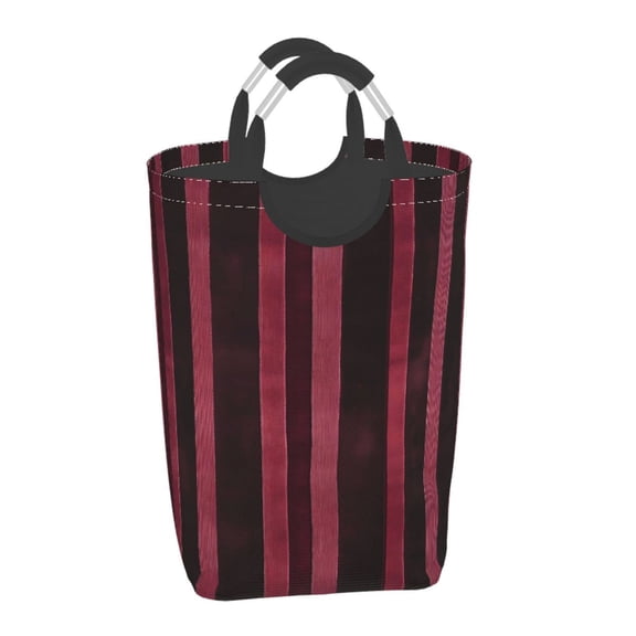 Square Handle Dirty Laundry Storage Bag Finishing Box 12.61122.7in Large Capacity Light And Folding For Family Dormitory Utility Room Office Maroon Stripe_2