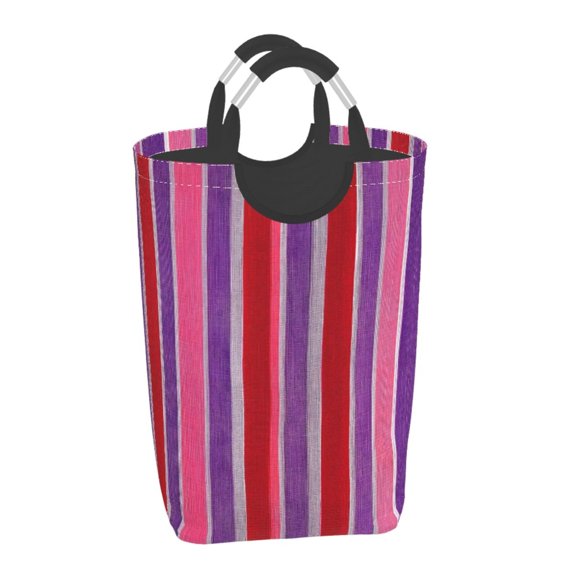 Square Handle Dirty Laundry Storage Bag Finishing Box 12.61122.7in Large Capacity Light And Folding For Family Dormitory Utility Room Office Mediumvioletred Stripe_1