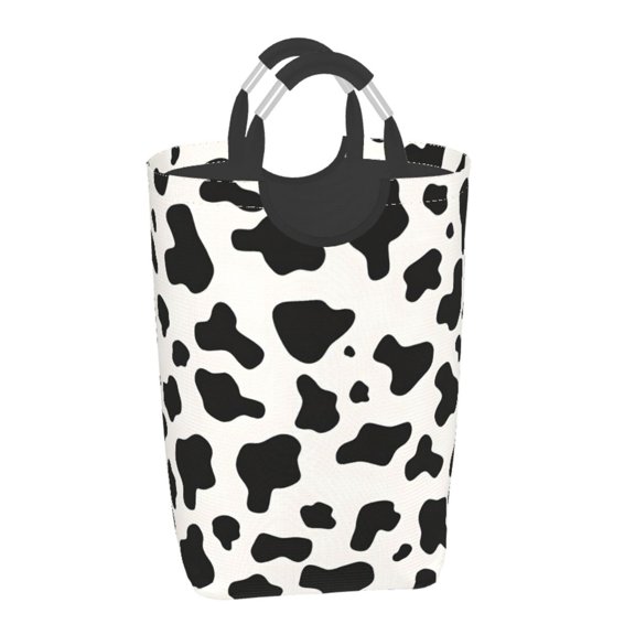 Square Handle Dirty Laundry Storage Bag Finishing Box 12.61122.7in Large Capacity Light And Folding For Family Dormitory Utility Room Office Simple Cow Print Pattern, Vector Art Style_1
