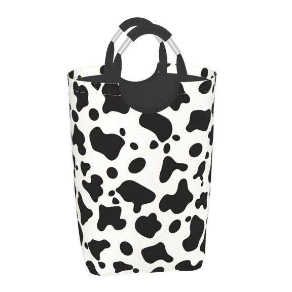 Square Handle Dirty Laundry Storage Bag Finishing Box 12.61122.7in Large Capacity Light And Folding For Family Dormitory Utility Room Office Simple Cow Print Pattern, Vector Art Style_3