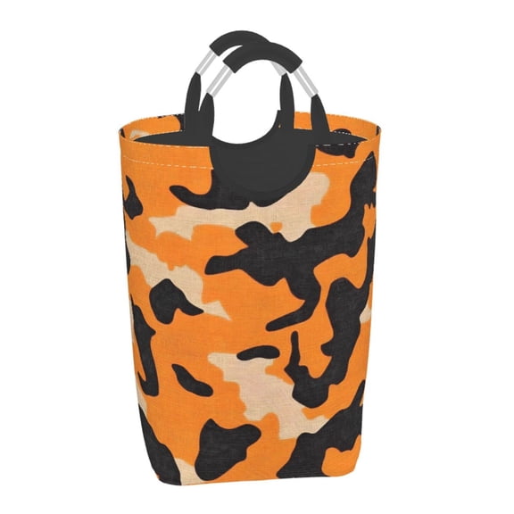 Square Handle Dirty Laundry Storage Bag Finishing Box 12.61122.7in Large Capacity Light And Folding For Family Dormitory Utility Room Office Texture Camo Army Orange_4