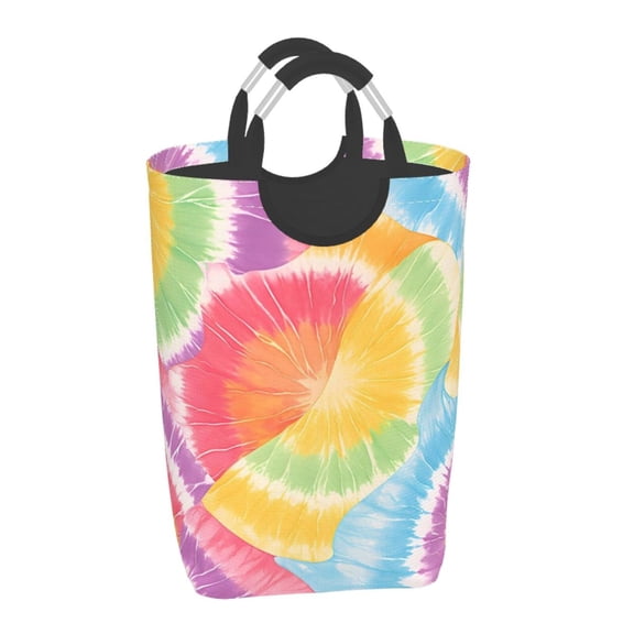 Square Handle Dirty Laundry Storage Bag Finishing Box 12.61122.7in Large Capacity Light And Folding For Family Dormitory Utility Room Office Tie-Dye Pattern Bright Colors Tie-Dye Background