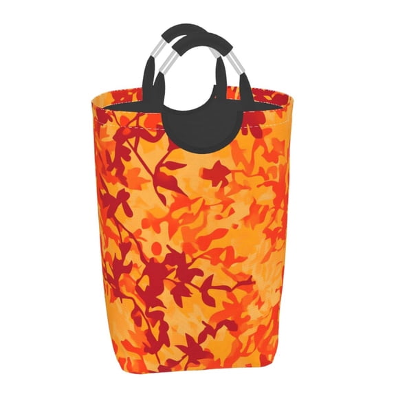 Square Handle Dirty Laundry Storage Bag Finishing Box 12.61122.7in Large Capacity Light And Folding For Family Dormitory Utility Room Office Vector Camouflage Pattern Orange Red_3