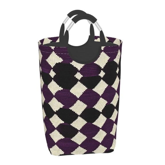 Square Handle Dirty Laundry Storage Bag Finishing Box 12.61122.7in Large Capacity Light And Folding For Family Dormitory Utility Room Office Violet Retro Houndstooth_3
