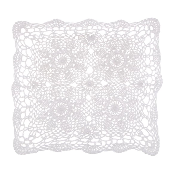 Square Handmade Flower Crochet Lace Placemats Doilies, Home Wedding Party Christmas Table Mat Coaster White 40x40cm