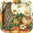 thumbnail image 1 of Square Harvest Pumpkins Fall Paper Plates, 9 in, 8ct, 1 of 3