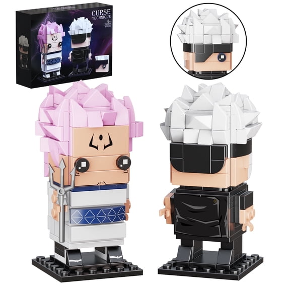 Square Head Character Building Blocks Set, 307 Pcs, 2 Doll Figures Collectible Brick Model, Desktop Decoration DIY Assembly Toy Gift for Teens Adults