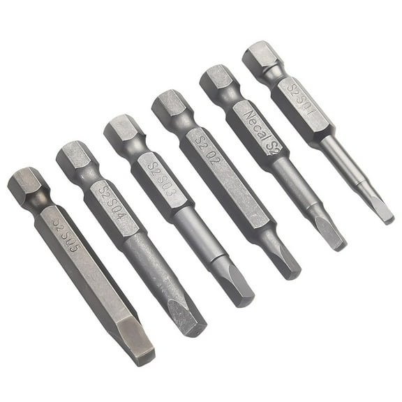 Square Head Screwdriver Set 6pcs Hex Shank Magnetic Tips for Use with Manual Electric Screwdrivers and Compatible Drills