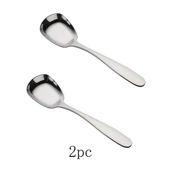 Square Head Stainless Steel Spoons, Square Head Stainless Steel Serving Spoons, Square Head Spoons, Korean Style Square Sugar Spoon, Thick Heavy Stainless Steel Soup Spoons (2 PCS)