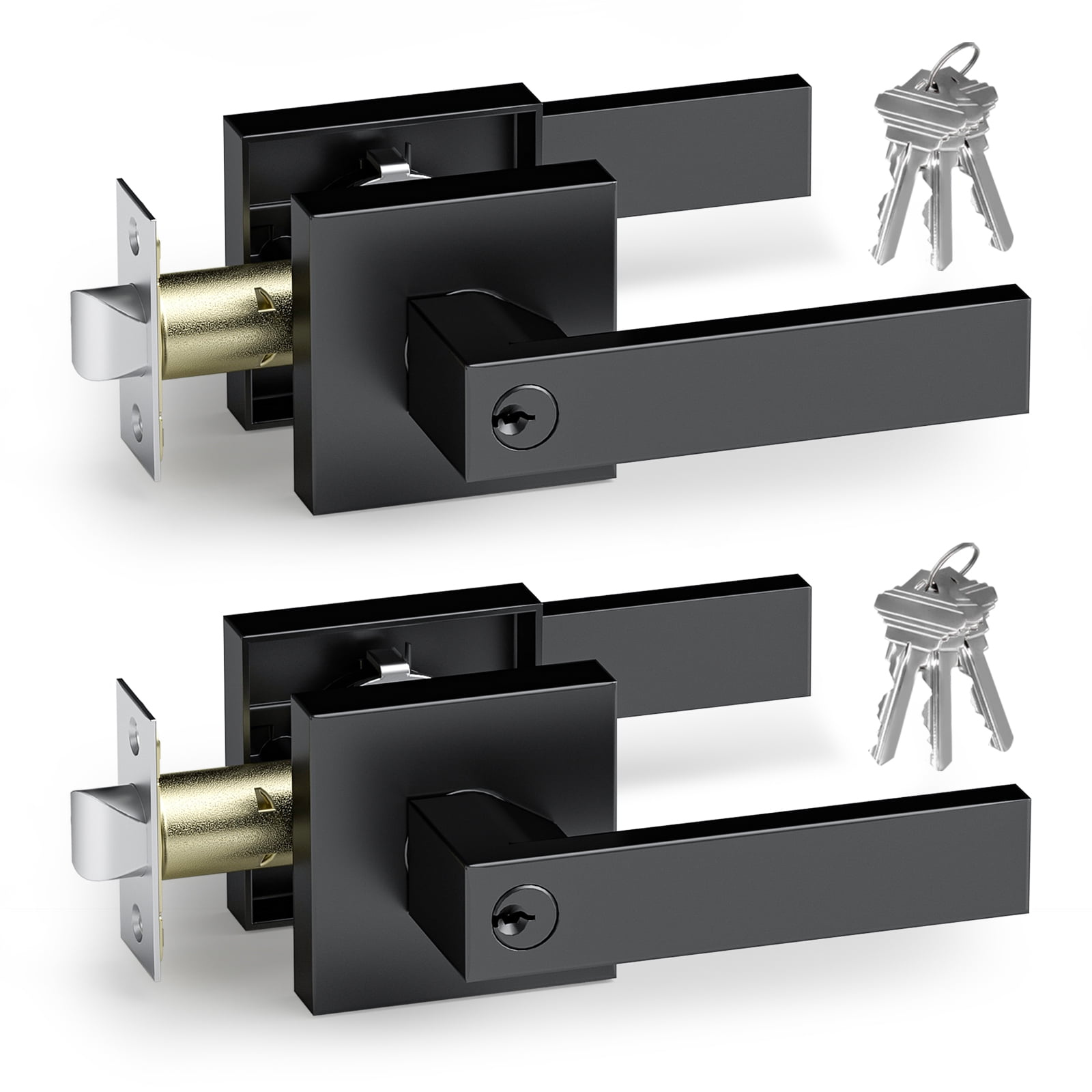 Probrico 3-Pack Wave Shape Passage Door Levers - Black Keyless Handles For Hall & Closet Doors