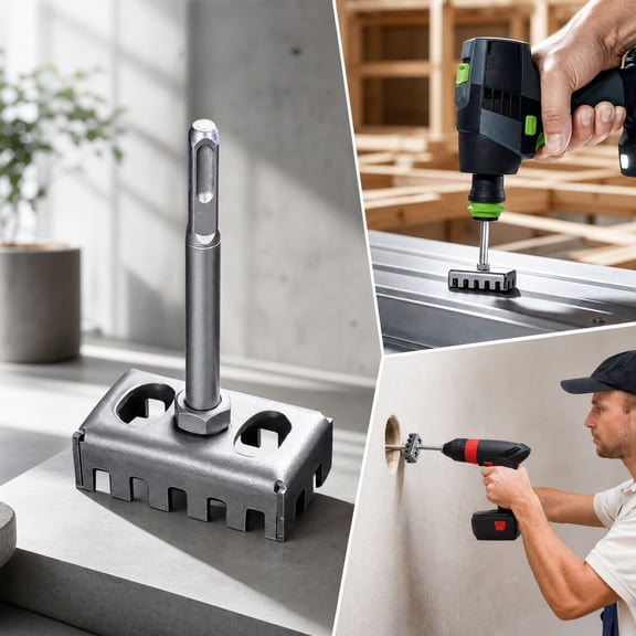 Square Hole Cutter for 86 Type Junction Box, SDS Plus Shank Electrical Box Slot Cutter, Carbon Steel Punch Tool for Drywall Gypsum Board and Thin Concrete
