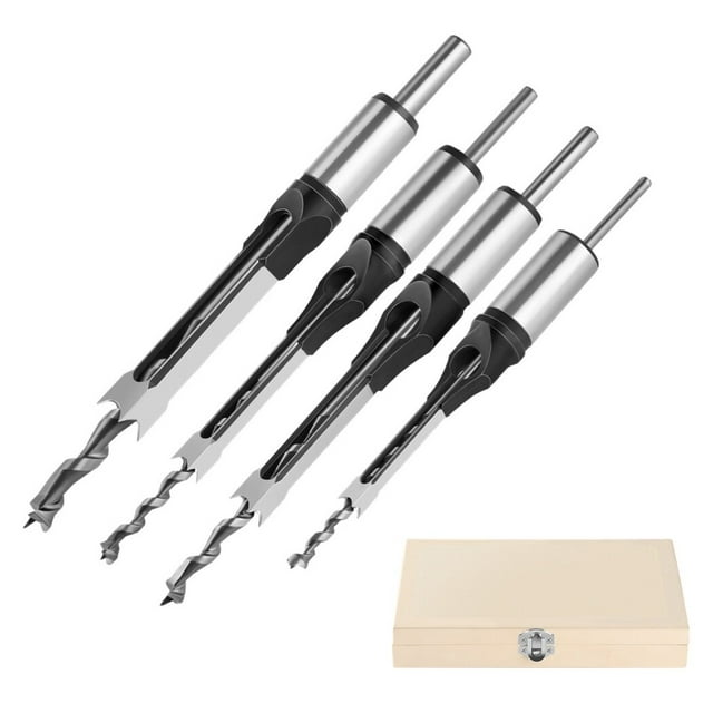 Square Hole Drill Bits, 4 Pcs Mortise Chisel Drill Bit Tools, 1/4in, 5