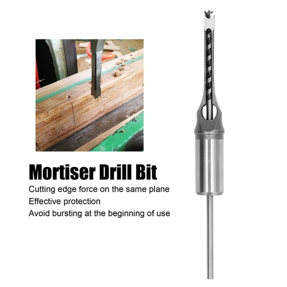 Square Hole Mortiser Drill Bit with Chisel, Alloy Steel Woodworking Drill Core for Wood, Particle Board & MDF