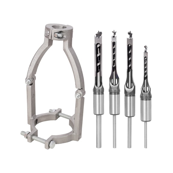 Square Hole Mortising Chisel Bit Set with Drill Press Adapter,4-Piece Bit Set,1/4", 5/16", 3/8", 1/2"