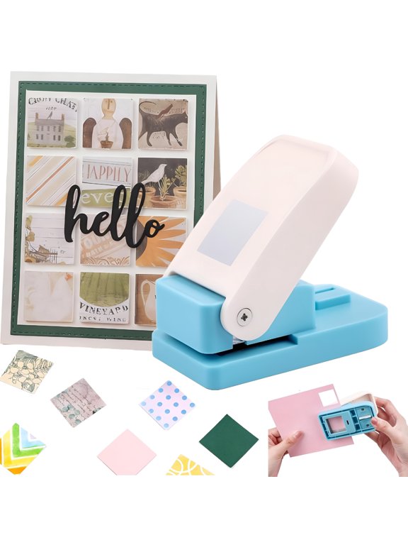 Square Hole Punch, 1 Inch Craft Lever Paper Punches, Portable Manual Square Stamp Craft Puncher for Crafting Card Making Supplies, Diy Projects, Gifts Random Color Black/Sliver,1.97x3.62inch,Blue