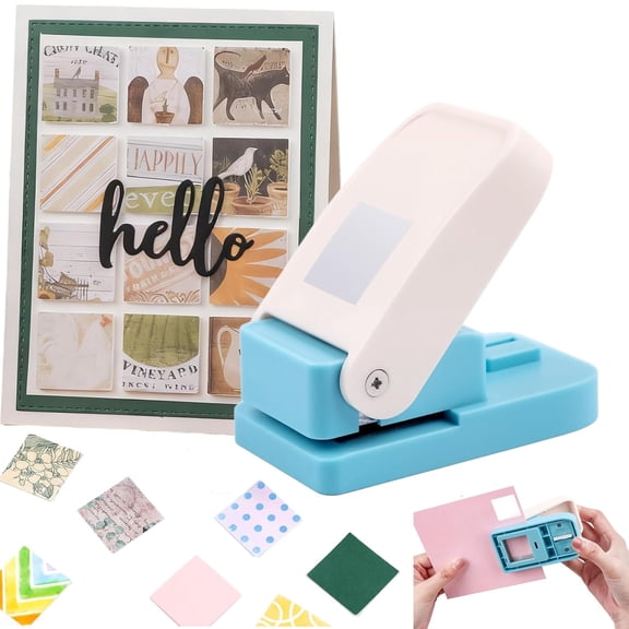 Square Hole Punch, 1 inch Craft Lever Paper Punches, Portable Manual Square Stamp Craft Puncher for Crafting Card Making Supplies, DIY Projects, Gifts （ Random Color Black/Sliver