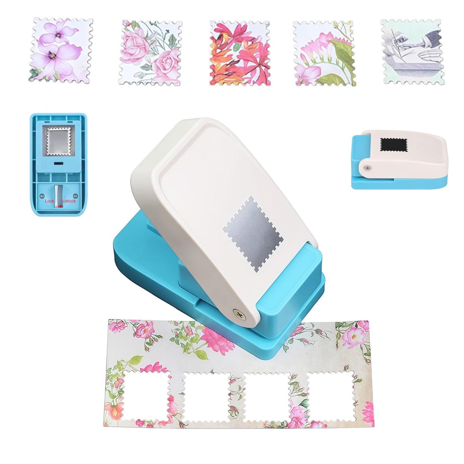 Square Hole Punch Large Portable Manual Ergonomic, Postage Stamp Punch, Square Hole Postage Craft Puncher for Cardboard Scrapbook Postage Envelope Labels Wrapping Card Making