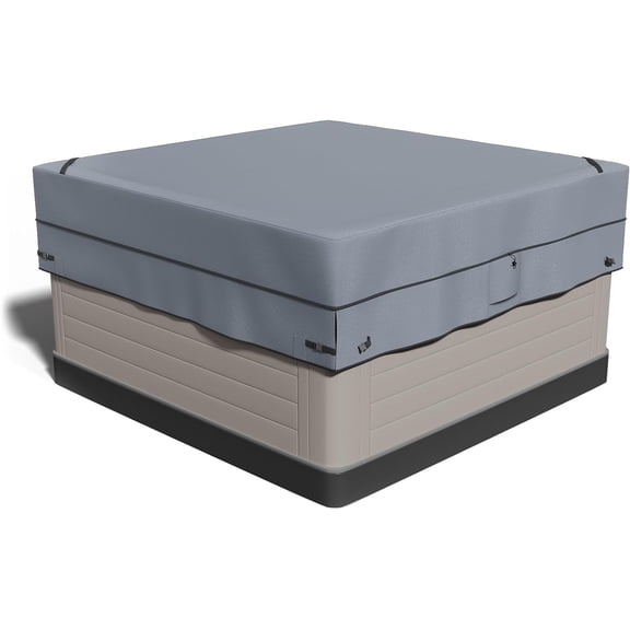 Square Hot Tub Cover - 420D Heavy Duty Waterproof Protector All-Weather Resistant