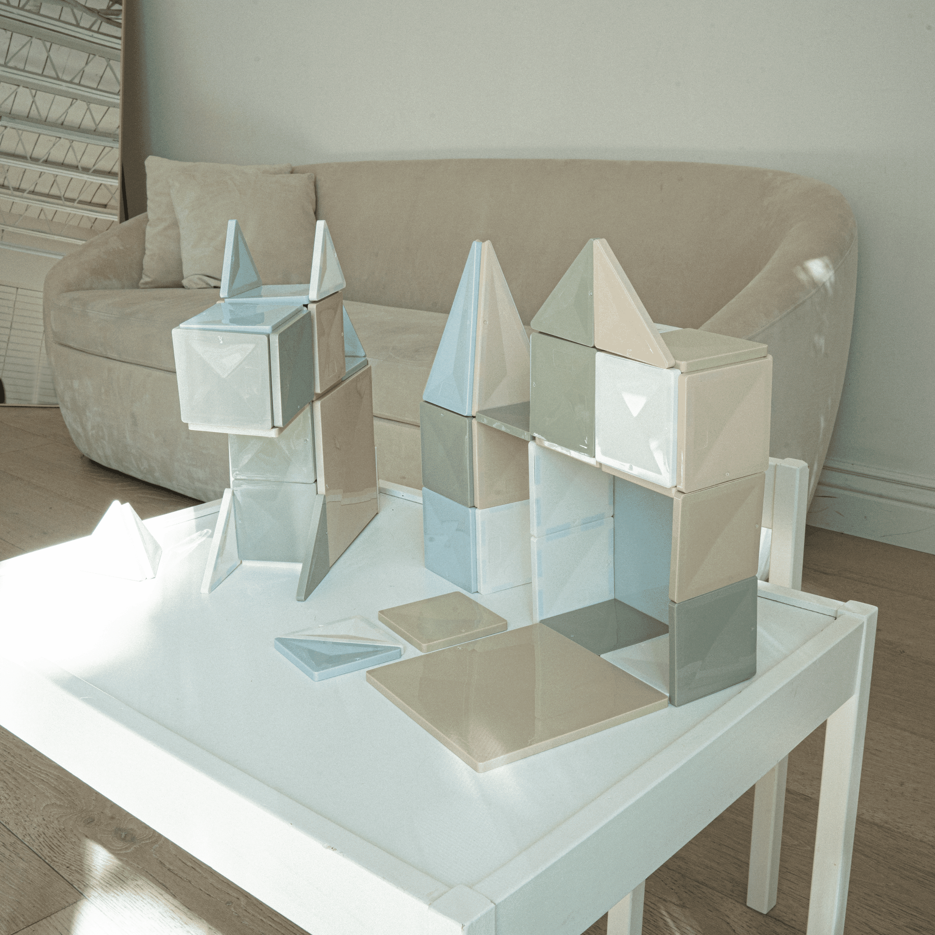 Square House 100 Piece Set 100pcs Magnet Building Tiles Clear Magnetic 3D Blocks Construction