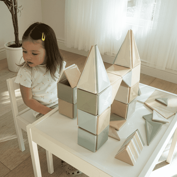 Square House 60 Piece Set 60pcs Magnet Building Tiles Opaque Magnetic 3D Blocks Construction