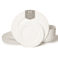 thumbnail image 1 of Square House New Bone China 12 Piece Dinnerware Set, Santorini Collection (Honeycomb), White, Daily Use China, Embossed Tableware Service for 4, 1 of 7