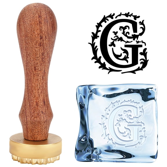 Square Ice Stamp 1.2 Inch Ice Cube Stamp Letter G Ice Stamp with Velvet Pouch Cocktail Ice Branding Stamp Ice Block Stamp Cocktail