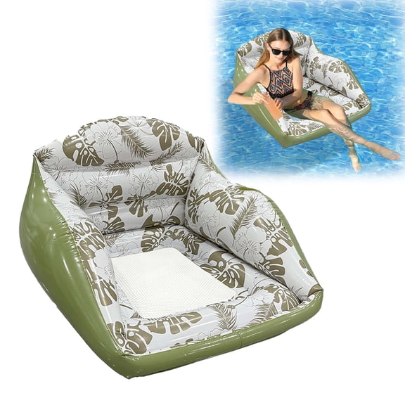 Square Inflatable Pool Lounge Chair for Adults - Summer Water Float for Swimming Party(Green)