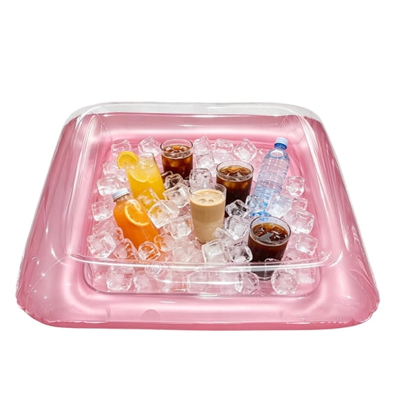 Square Inflatable Serving Bar Floating Drink Holder for Pool Inflatable Cup Holders Hot Tub Accessories, Adults Swimming Fun Drink Floats for Swimming Pool Party, 24×24in
