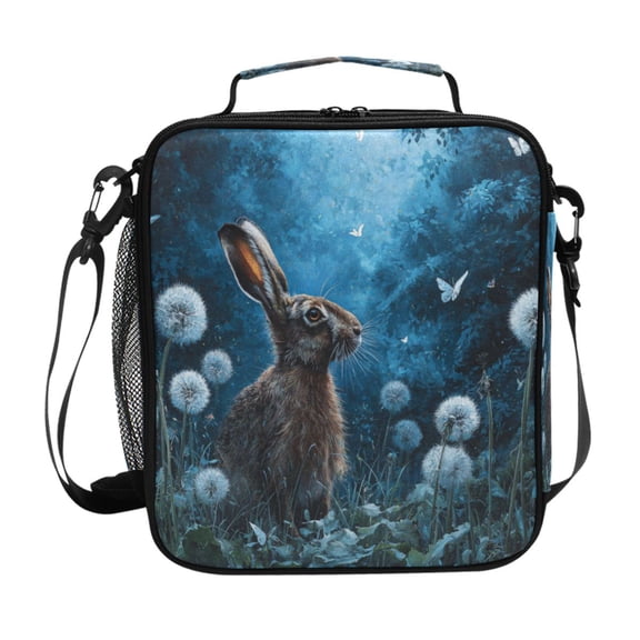 Square Insulated Lunch Bag Leak-proof Lunch Box for Outdoor Work Picnic Forest Brown Hare