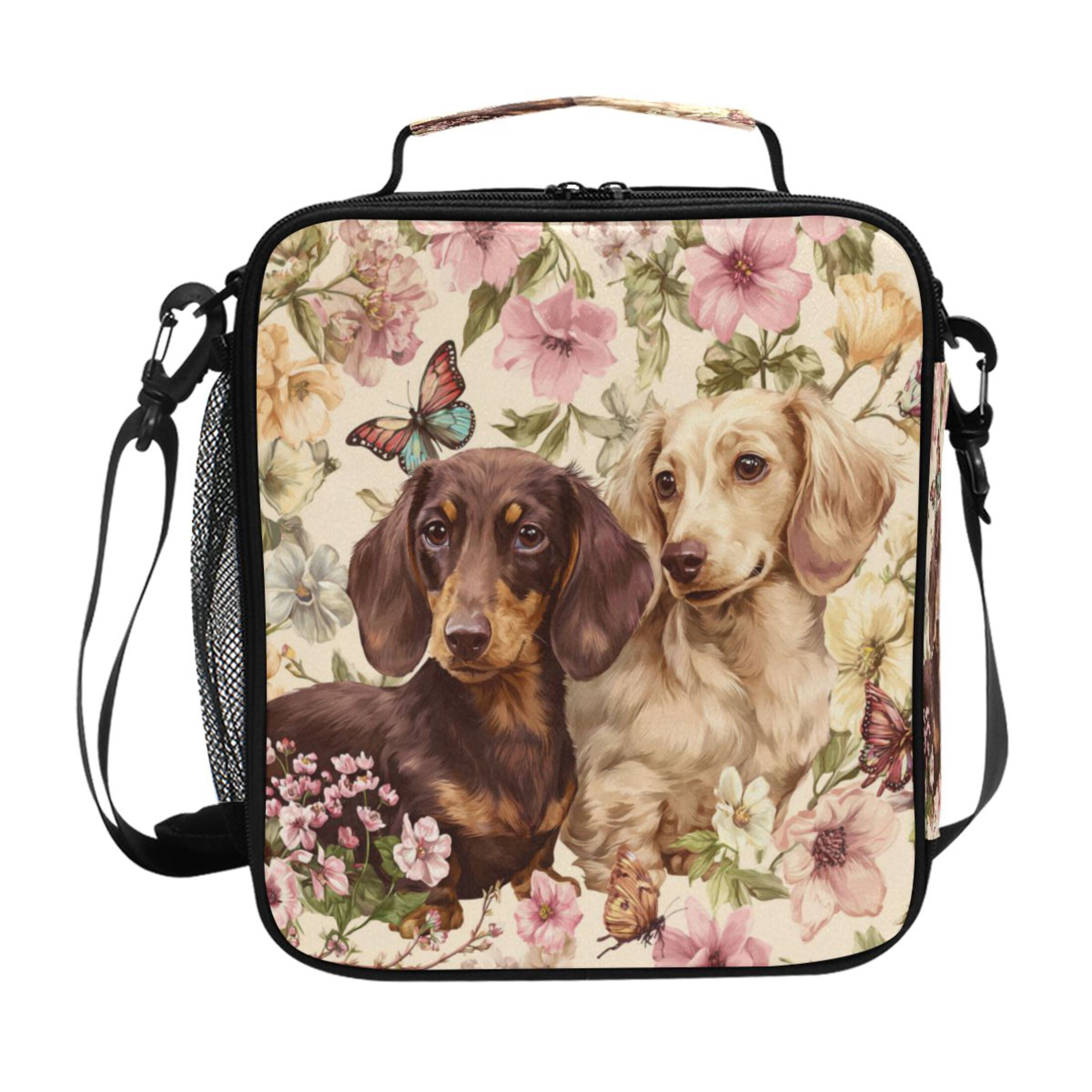 Square Insulated Lunch Bag Leak-proof Lunch Box for Outdoor Work Picnic10.5*3.5*9.5 Cute Adorable Dachshunds