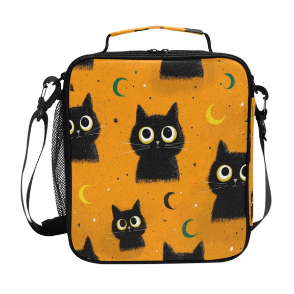 Square Insulated Lunch Bag Leak-proof Lunch Box for Outdoor Work Picnic10.5*3.5*9.5 Repeating Pattern Of Big-eyed Cat