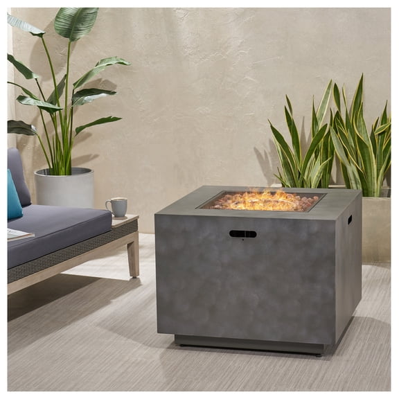 Square Iron Outdoor Fire Pit, 50,000 BTU, Durable Gas-Burning Fireplace, Perfect for Patio, Backyard, Garden, Modern Classic Outdoor Design