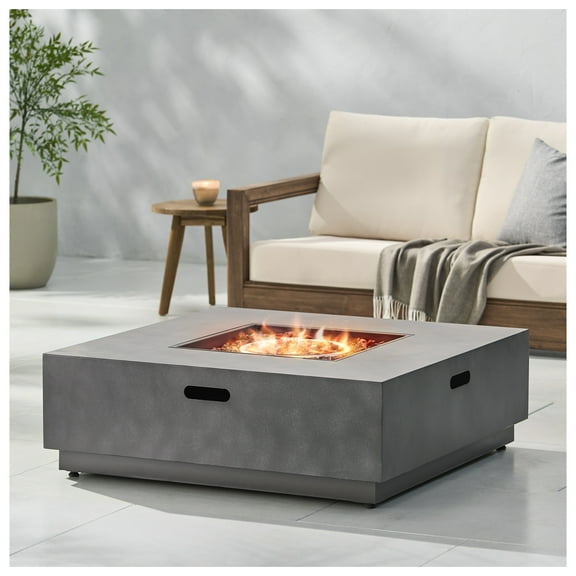 Square Iron Outdoor Fire Pit, 50,000 BTU Propane Gas Fireplace, Patio, Backyard, Garden Heating, Durable & Classic Outdoor Style