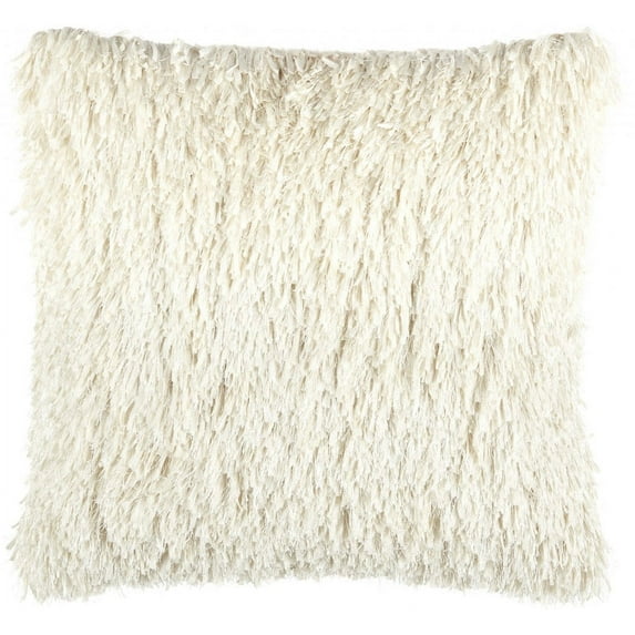 Square Ivory Shag Throw Pillow