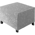 thumbnail image 1 of Square Jacquard Ottoman Slipcover Stretch Footstool Cover Removable Footrest Slipcover Washable Footstool Protector for Living Room (Light Gray, L), 1 of 7