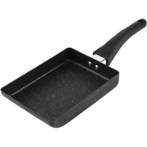 Square Japanese Omelette Pan, Tamagoyaki Egg Skillet Maker Nonstick Roll Rectangle Tamago Frying Rectangular Kitchen Cooking Griddle Tools Plastic Handle Baking Pancake Induction Cooktop Black