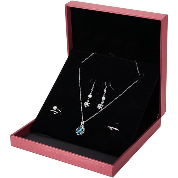 Square Jewelry Set Box Leather Pendant Necklace Gift Box Pendant Storage Box Earring Necklace Jewelry Case