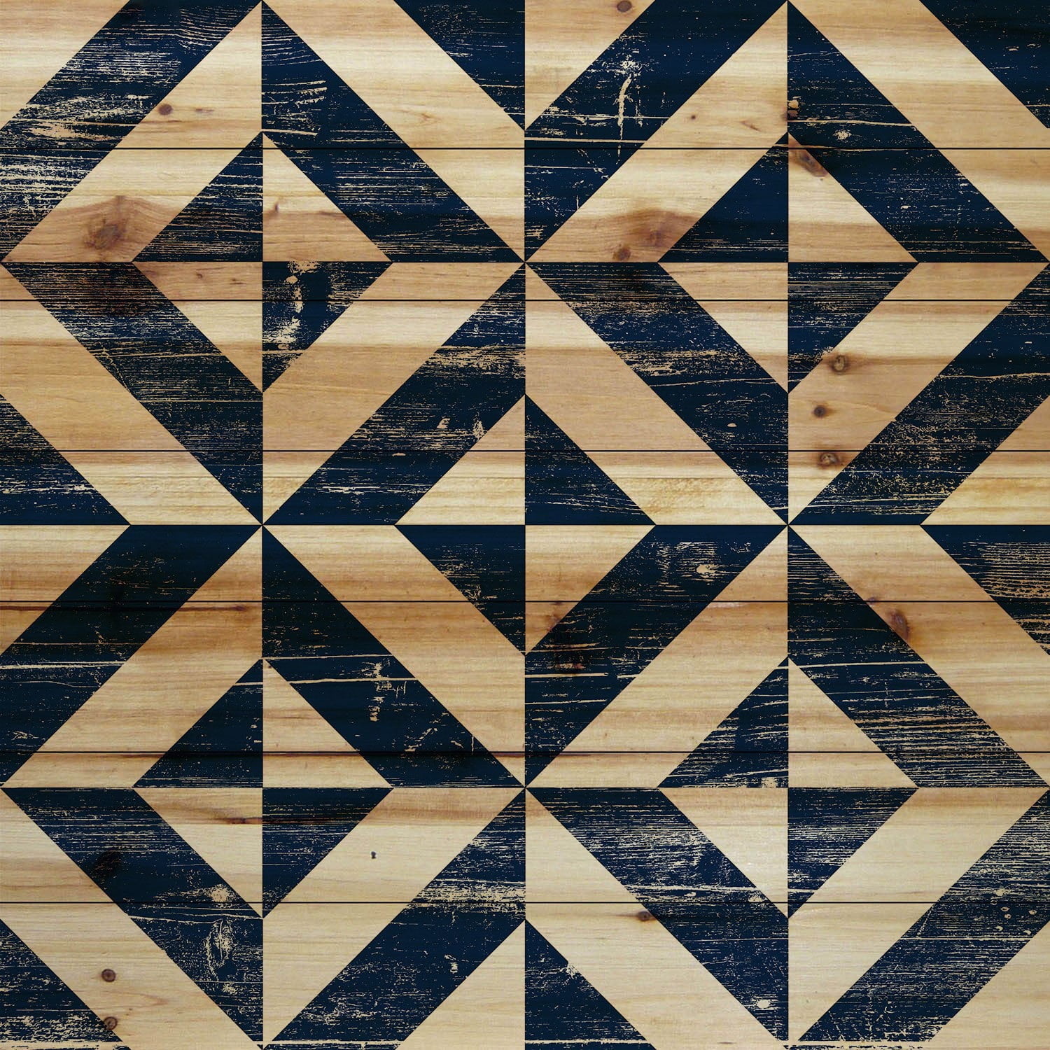 "Square Jigsaw" Painting Print on Natural Pine Wood