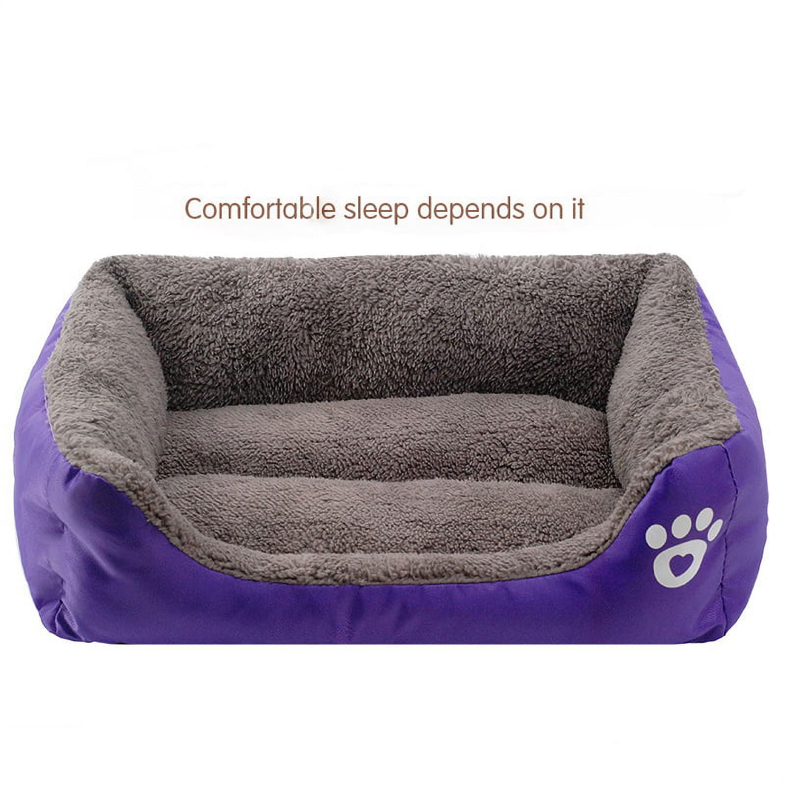 Square Kennel Mat Pet House for Small Dogs, Purple Soft Warm Kennels