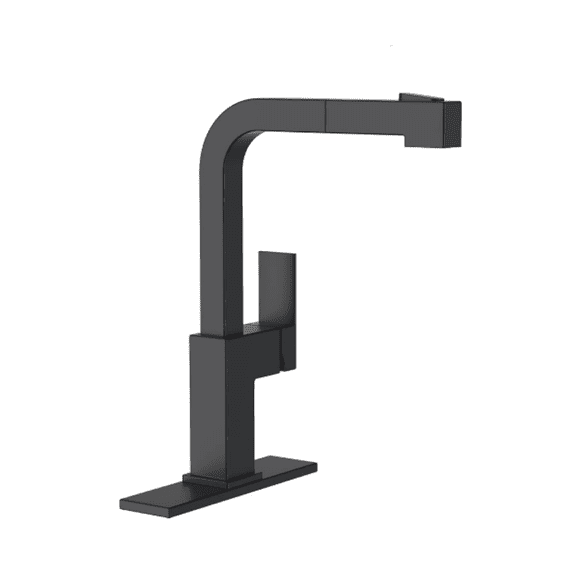 Square Kitchen Faucet Black, S304 Stainless Steel Modern Sink Faucets with Pull Out Sprayer 2 Modes, Single Handle Faucet Kitchen for RV Bar Sink